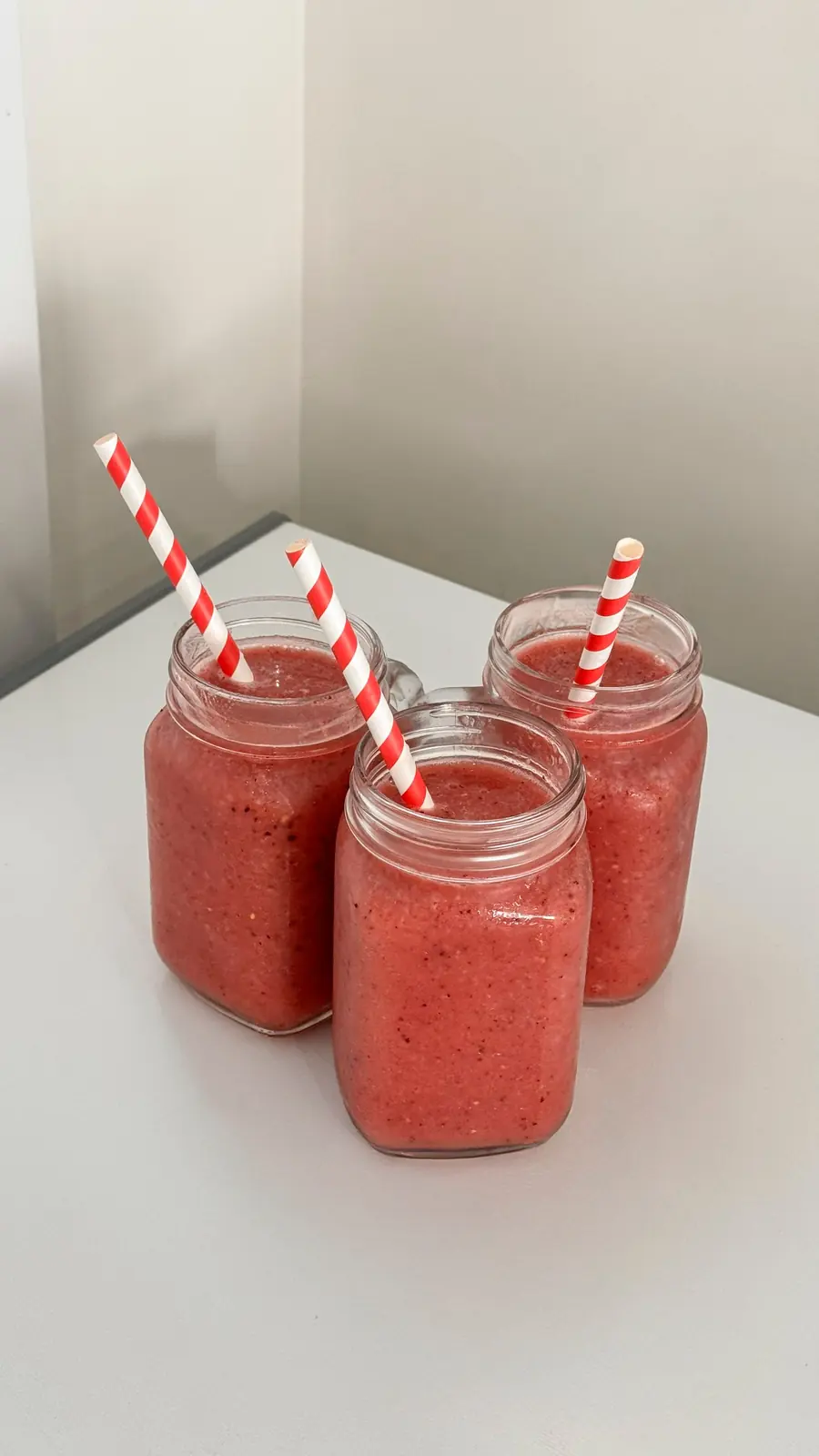 Three Strawberry Fantasy smoothies at Fresh Ibiza
